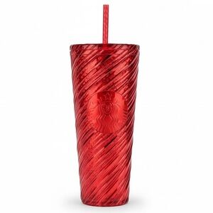 NWT Starbucks 2024 Holiday Red Swirl Stripe Venti 24oz Tumbler